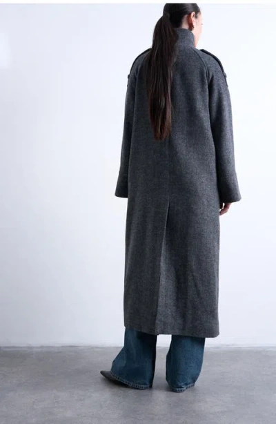 Topshop Mock Neck Car Coat In Green