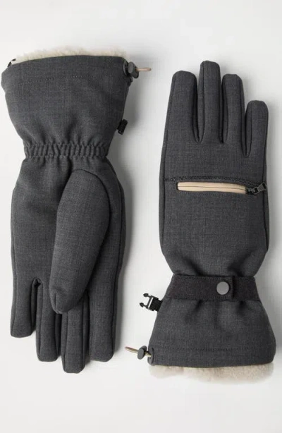Brunello Cucinelli Tropical Luxury Wool Gloves In Gray