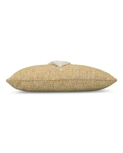 Elaine Smith Fraser Fir Handmade Applique Woven Accent Holiday Pillow In Gold