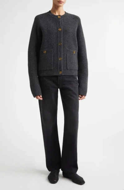 Totême Hammered Button Cardigan Charcoal In Blue