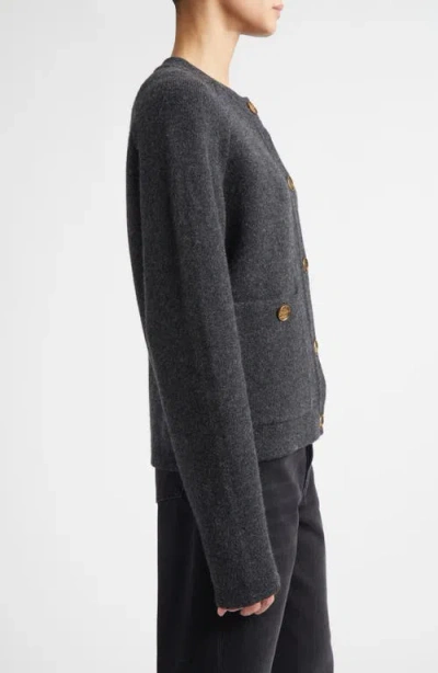 Totême Hammered Button Cardigan Charcoal In Blue