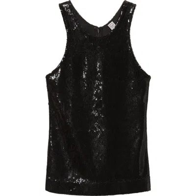 Totême Toteme Curved Sequin Tank In Black