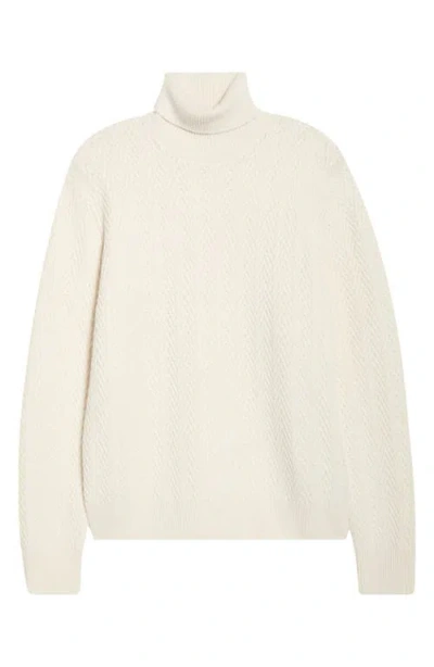 Hugo Boss Boss Hatilo Chevron Stitch Turtleneck Virgin Wool Sweater In Neutral