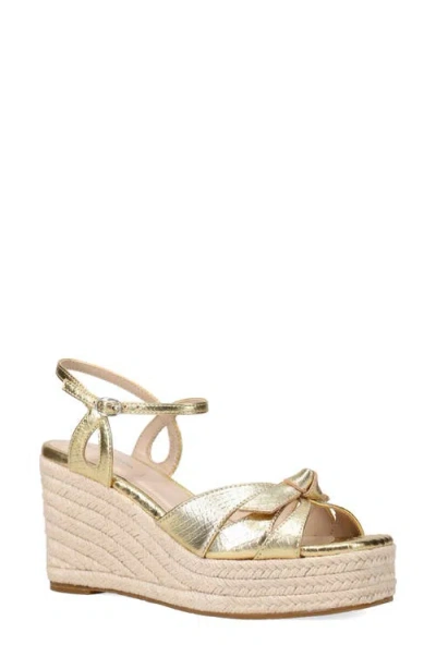 Pelle Moda Elbie Espadrille Ankle Strap Platform Wedge Sandal In Gold