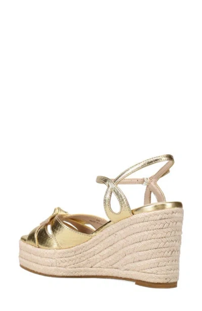 Pelle Moda Elbie Espadrille Ankle Strap Platform Wedge Sandal In Gold