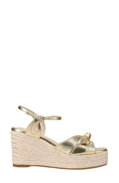 Pelle Moda Elbie Espadrille Ankle Strap Platform Wedge Sandal In Gold
