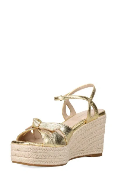Pelle Moda Elbie Espadrille Ankle Strap Platform Wedge Sandal In Gold