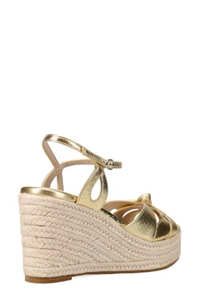 Pelle Moda Elbie Espadrille Ankle Strap Platform Wedge Sandal In Gold