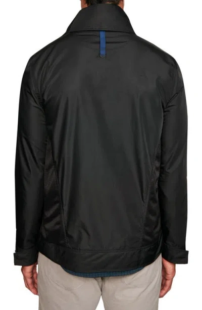 Wrk W.r.k Solid Water Resistant Mesh Hooded Jacket In Black