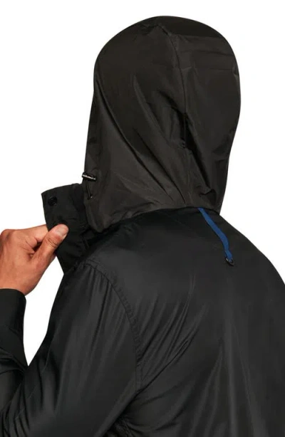 Wrk W.r.k Solid Water Resistant Mesh Hooded Jacket In Black