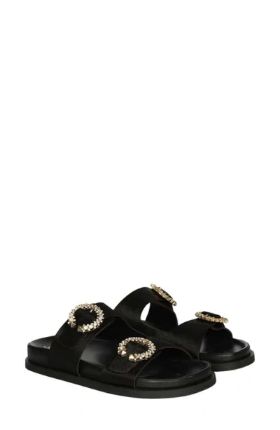 Saint G Ishie Genuine Calf Hair Slide Sandal In Black