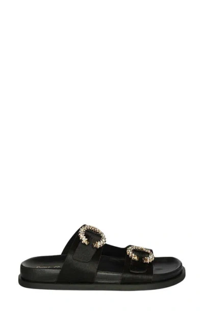 Saint G Ishie Genuine Calf Hair Slide Sandal In Black