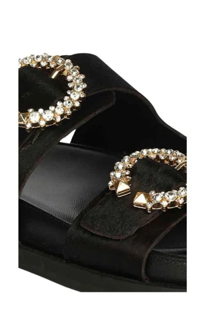 Saint G Ishie Genuine Calf Hair Slide Sandal In Black