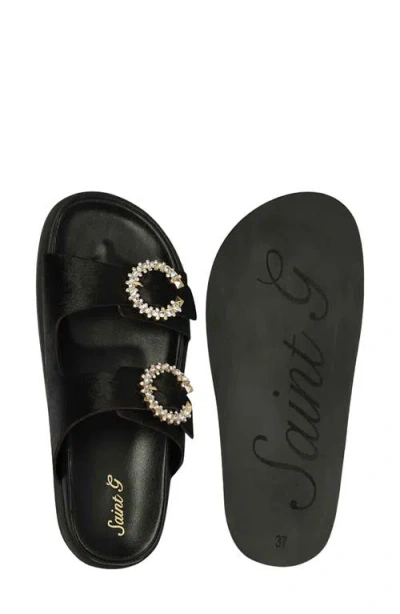 Saint G Ishie Genuine Calf Hair Slide Sandal In Black