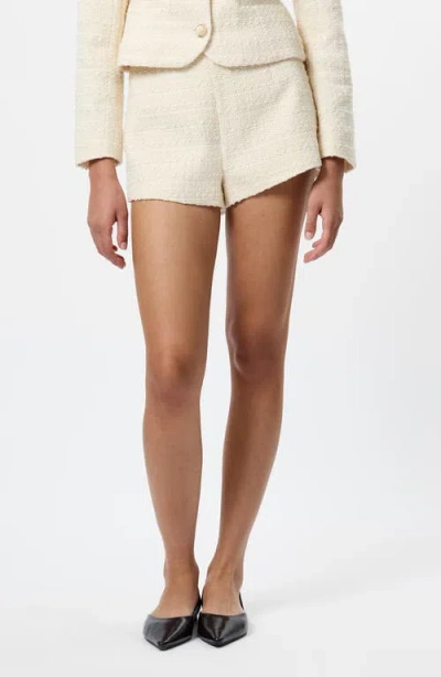 French Connection Structured Tweed Curved Shorts In White