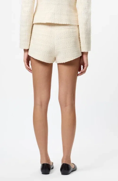 French Connection Structured Tweed Curved Shorts In White