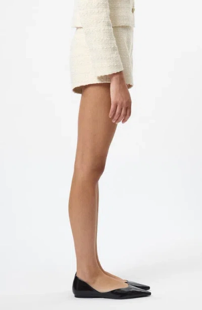 French Connection Structured Tweed Curved Shorts In White