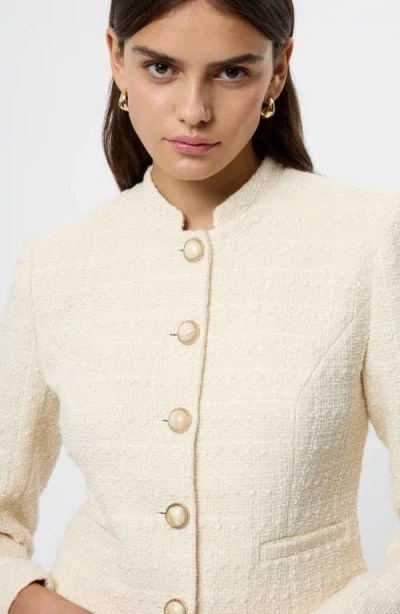 French Connection Structured Tweed Jacket In Neutral