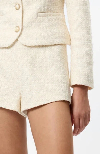 French Connection Structured Tweed Curved Shorts In White