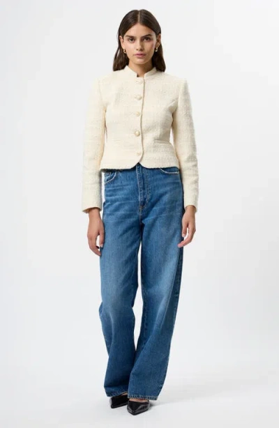 French Connection Structured Tweed Jacket In Neutral