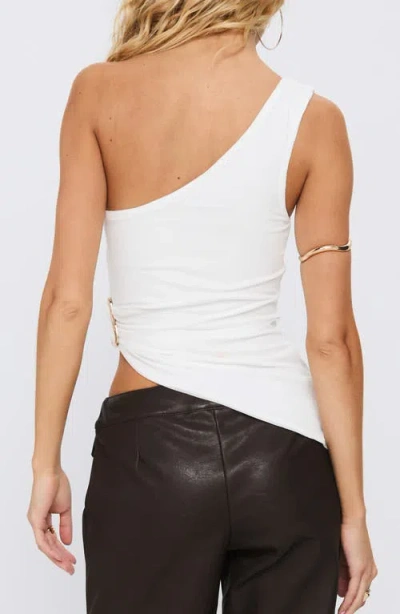 Princess Polly Machiatto One-shoulder Asymmetric Jersey Top In White