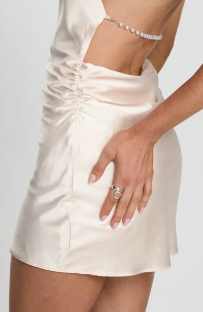 Princess Polly Emmarose Faux Pearl Halter Minidress In Neutral