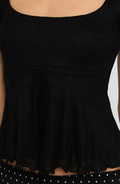 Princess Polly Auroraah Frill Babydoll Top In Black