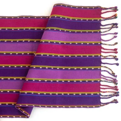 Mayan Hands Purple Zunil Table Runner In Multi