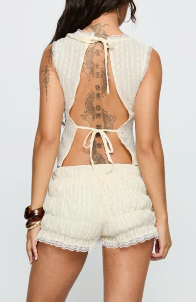 Princess Polly Golden Eclipse Lace Crop Top & Shorts Set In White