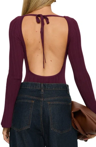 Princess Polly Mayok Open Back Rib Bodysuit In Blue