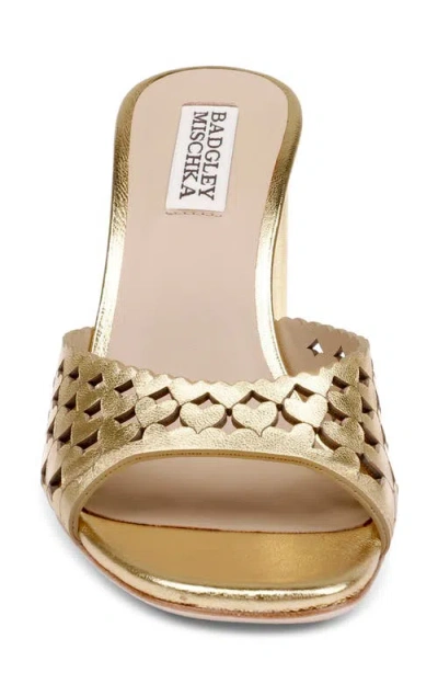 Badgley Mischka Omni Laser-cut Heart Sandal In Gold