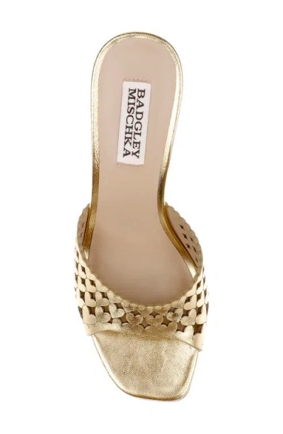Badgley Mischka Omni Laser-cut Heart Sandal In Gold