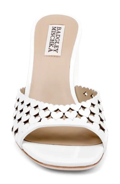 Badgley Mischka Omni Laser-cut Heart Sandal In White