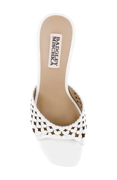 Badgley Mischka Omni Laser-cut Heart Sandal In White