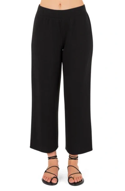 Hurley Positano Rib Ankle Wide Leg Pants In Black