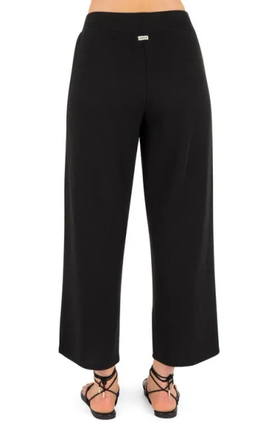 Hurley Positano Rib Ankle Wide Leg Pants In Black
