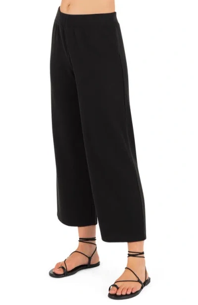 Hurley Positano Rib Ankle Wide Leg Pants In Black