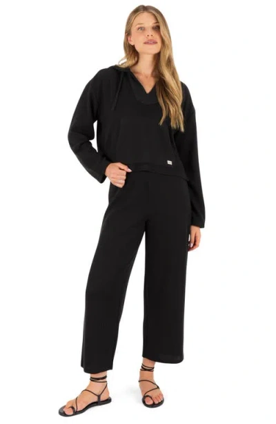 Hurley Positano Rib Ankle Wide Leg Pants In Black