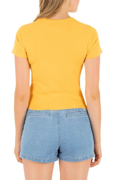 Hurley Poppy Cotton Graphic Baby Tee In Yellow