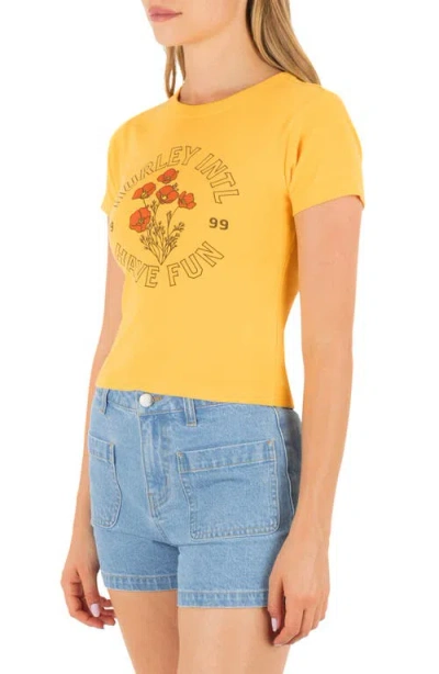 Hurley Poppy Cotton Graphic Baby Tee In Yellow