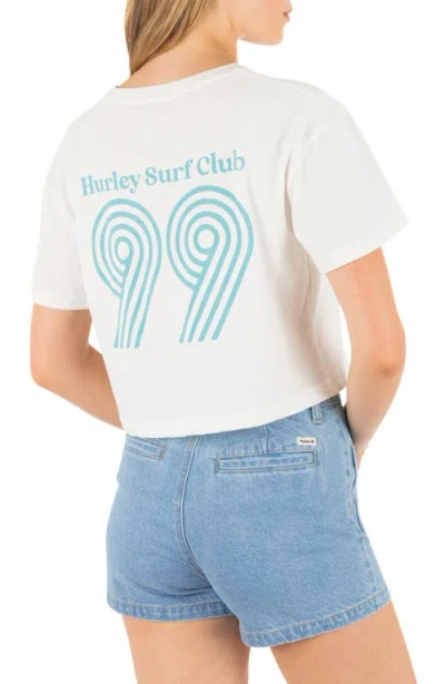 Hurley Rollers Boxy Crop Cotton Graphic T-shirt In White