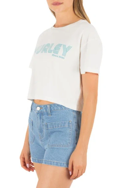 Hurley Rollers Boxy Crop Cotton Graphic T-shirt In White