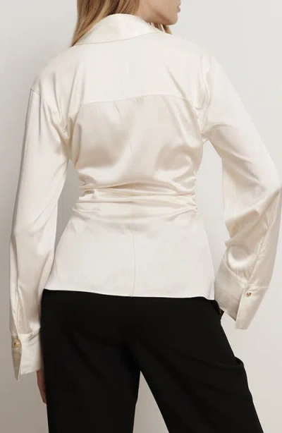 Veronica Beard Shiona Ruched Silk Blend Shirt In White