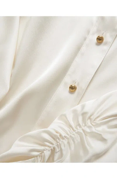 Veronica Beard Shiona Ruched Silk Blend Shirt In White