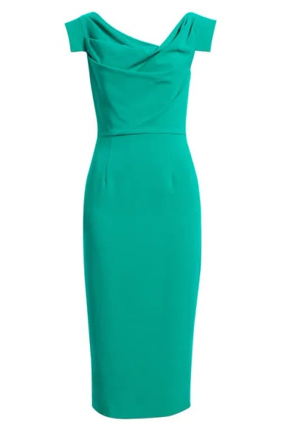 Black Halo Jacqueline Midi Gabardine Sheath Dress In Green