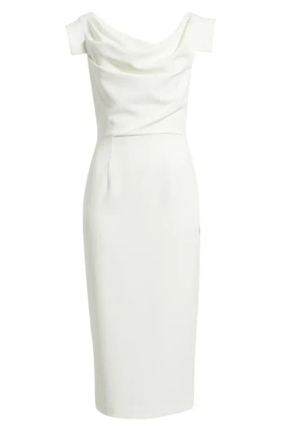 Black Halo Jacqueline Midi Gabardine Sheath Dress In White