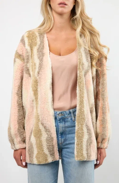 Viens Avec Moi Driftwood High Pile Fleece Jacket In Green