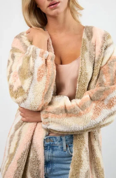 Viens Avec Moi Driftwood High Pile Fleece Jacket In Green