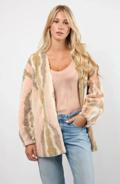 Viens Avec Moi Driftwood High Pile Fleece Jacket In Green