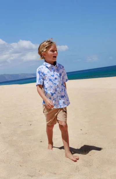 Feather 4 Arrow Kids' Print Short Sleeve Button-up Shirt In Burgundy